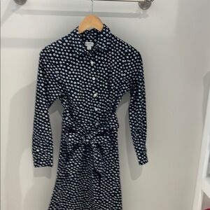 J. Crew black with small flowers Buttoned Tie Front Long Sleeve Dress